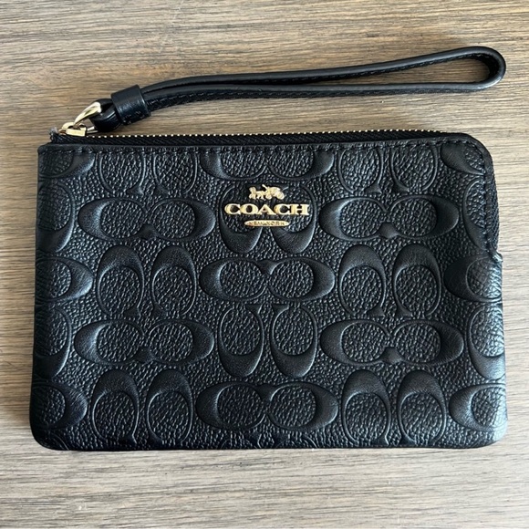 Coach Leather Wristlet - Black - Picture 1 of 4